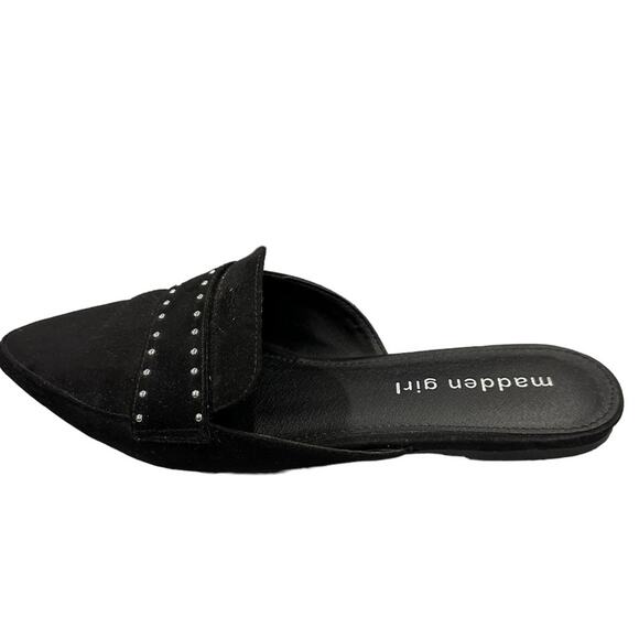 STEVE Madden girl Mecca black silver stitching mule slip on size 7 - Picture 3 of 8